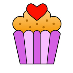 cupcake love icon vector simple design illustration/ sweet valentine element	