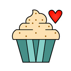 cupcake love icon vector simple design illustration/ sweet valentine element	