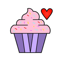 cupcake love icon vector simple design illustration/ sweet valentine element	