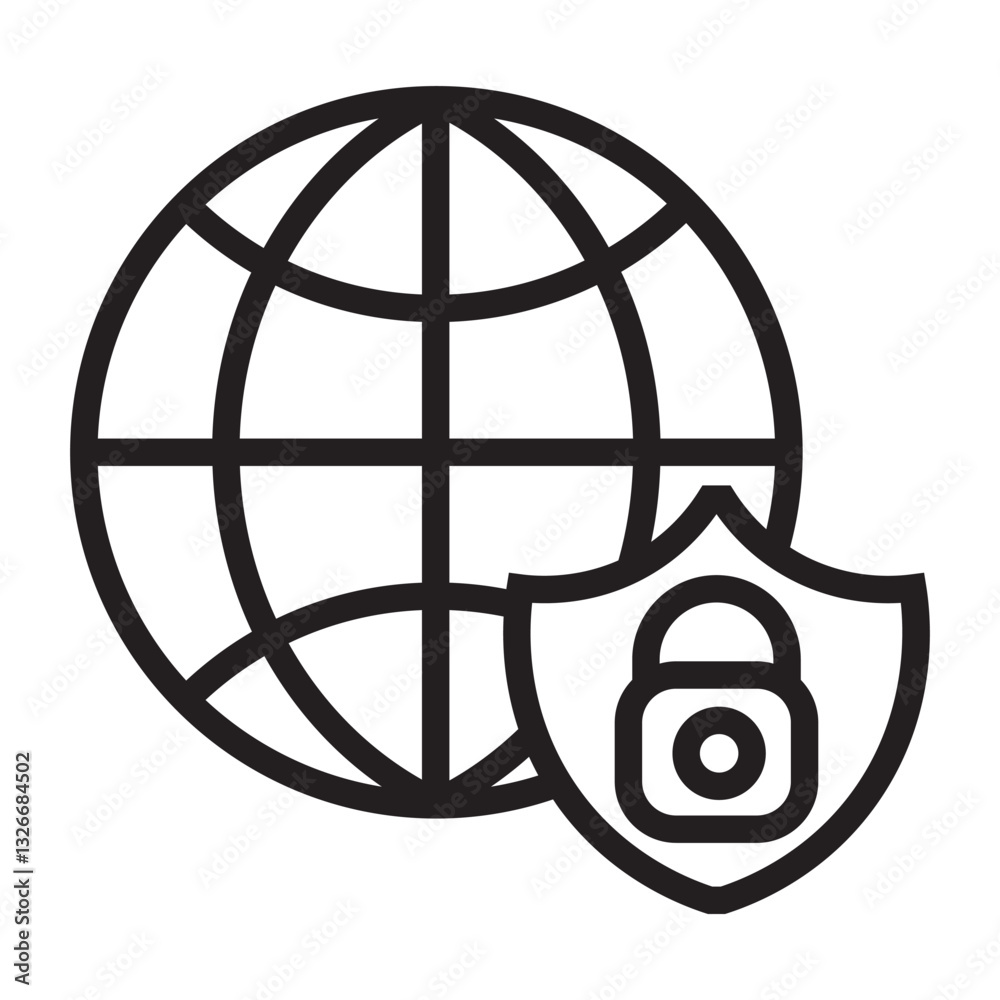 Poster global secure vector icon