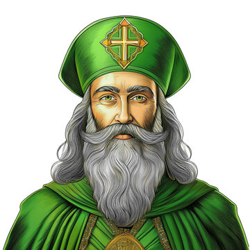 Realistic Saint Patrick &ndash; Portraits - Digital Download - PNG 300dpi - Religious Art for Printing, Crafts, and DIY Projekts