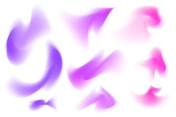 Gradient neon lights, blur wave form set, iridescent smooth holographic brush stroke isolated motion element, transparent background. Dream glow abstract dynamic watercolor shapes.