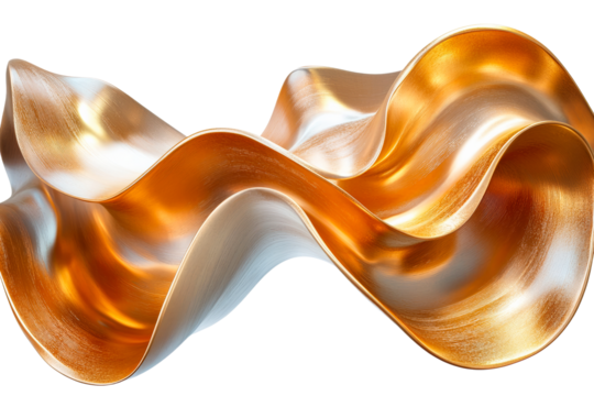 Creative metallic sculpture with fluid design and shine