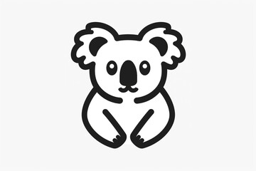 Fototapeta premium Minimalist black-and-white line drawing of a koala, designed in a modern and playful style. The simple, bold outline makes it perfect for logos, icons, or branding