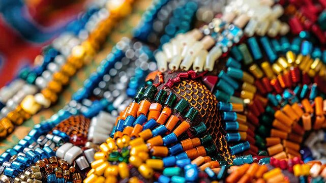 Detailed handcrafts made by indigenous artisans, representing centuries of skill. Indigenous Peoples Day, August 9