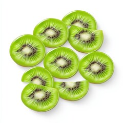Fototapeta premium Fresh Green Sliced Kiwi - Vibrant Organic Fruit Background for Healthy Nutritional Diet and Refreshing Dessert