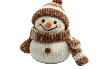 Cute handmade snowman with a cozy scarf and hat