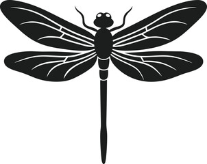 Elegant Dragonfly Silhouette – Intricate Insect Vector for Spring and Nature Designs