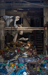 Abandoned Building Filled with Debris and Ruins