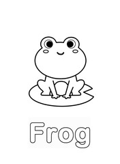 Alphabet Coloring Page for Kids. Children's Coloring Activity sheet. Cute Frog Illustration to Color.	