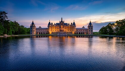 Naklejka premium palace by a serene lake