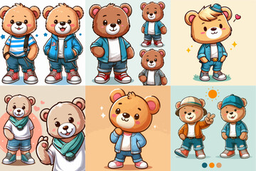 illustration of teddy bear with casual style
