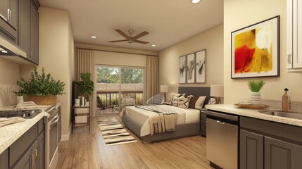 Fototapeta premium Modern Studio Apartment Interior (1)