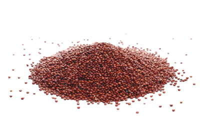 Pile raw red quinoa isolated on white, side view