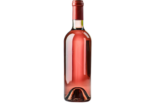 Elegant rose wine bottle with transparent background