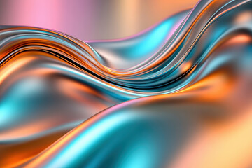 Flowing curves in vivid metallic hues create an enchanting visual experience full of energy