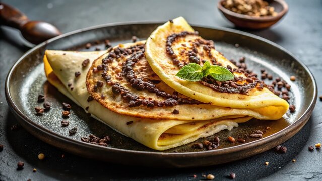 Delicious Indonesian Leker Snack: Banana & Chocolate Crepe, Isolated White Background