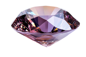 Sparkling purple diamond on transparent background