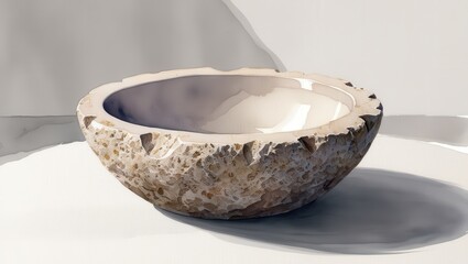 Rustic Stone Bowl Carved Beige Bowl Textured Home Decor Natural Stoneware