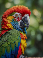 Obraz premium Colorful parrot in a natural setting with intricate feather details.