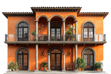 Elegant orange villa with charming balconies
