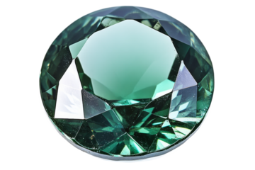 Stunning round green gemstone with a transparent background