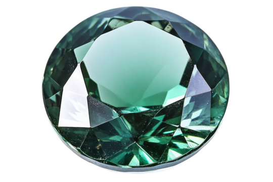 Stunning round green gemstone with a transparent background