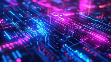 Abstract Neon Circuit Board