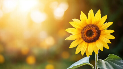 Obraz premium vibrant sunflower in full bloom, basking in warm sunlight