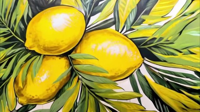 Lemon with leaves for celebration holiday sukkot, abstract vivid composition consists of background