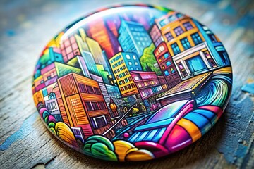 Fototapeta premium Bold street art pin. A fashionable and unique accessory.