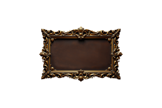 Vintage golden name frame isolated on transparent background. Png image