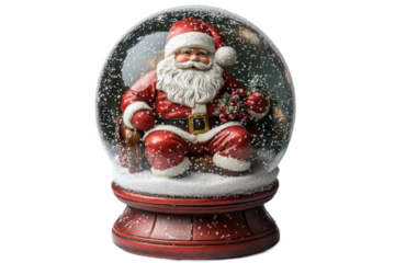 Santa snow globe with a clear background