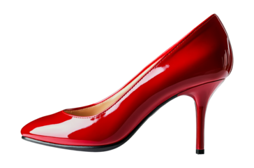 Elegant red high heel shoe on a transparent background