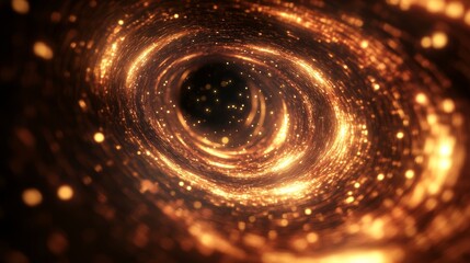 Swirling vortex of glowing data streams in a digital tunnel
