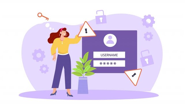 vector stock art animation scene illustrates the "Forgot Password" error, focusing on the user's experience of resolving it. It includes error messages,