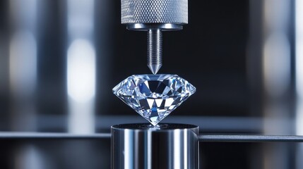 A precision diamond-cut measuring tool analyzing the depth of a gemstone