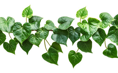 Green ivy leaves on a transparent background
