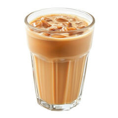Malaysian teh tarik pulled tea with condensed milk isolated on transparent white background
