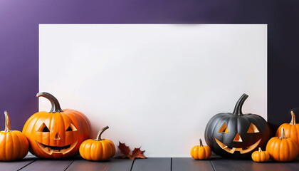 halloween pumpkin with white frame set template