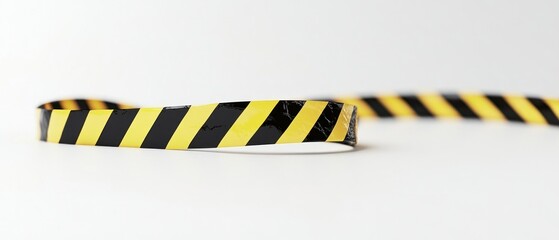 Yellow and Black Caution Tape on White Background