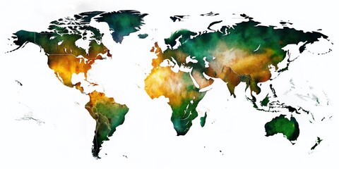 Double Exposure: Stylized White World Map on Brazil