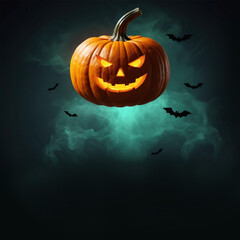 halloween background with pumpkin and bats