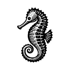 Fototapeta premium Seahorse engrave logo icon design illustration