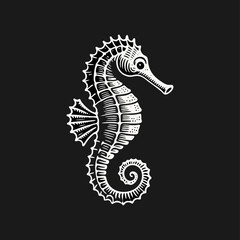 Fototapeta premium Seahorse engrave logo icon design illustration template