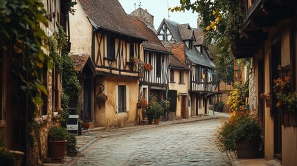 Fototapeta premium traditional European village with house and street