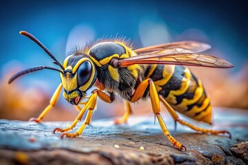Realistic yellow jacket wasp photo mockup, ready for your designs.  Professional presentation.
