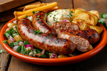 a plate of sausages