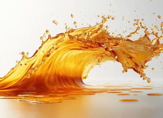 Vibrant Golden Liquid Splash Minimalist Art Close-Up Isolated on White Background