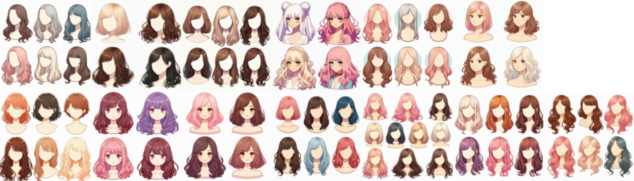 beautiful wig vector illustration collection